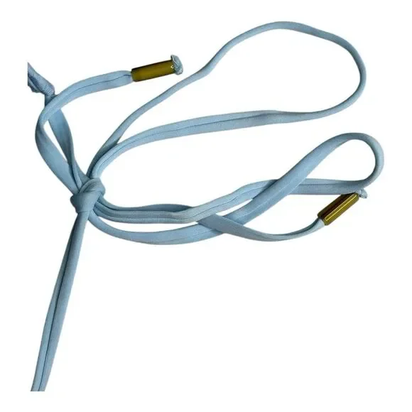 Sanctuary Refresh Ribbed O-Ring Halter Light Blue Bikini Top Size Medium - Picture 6 of 10